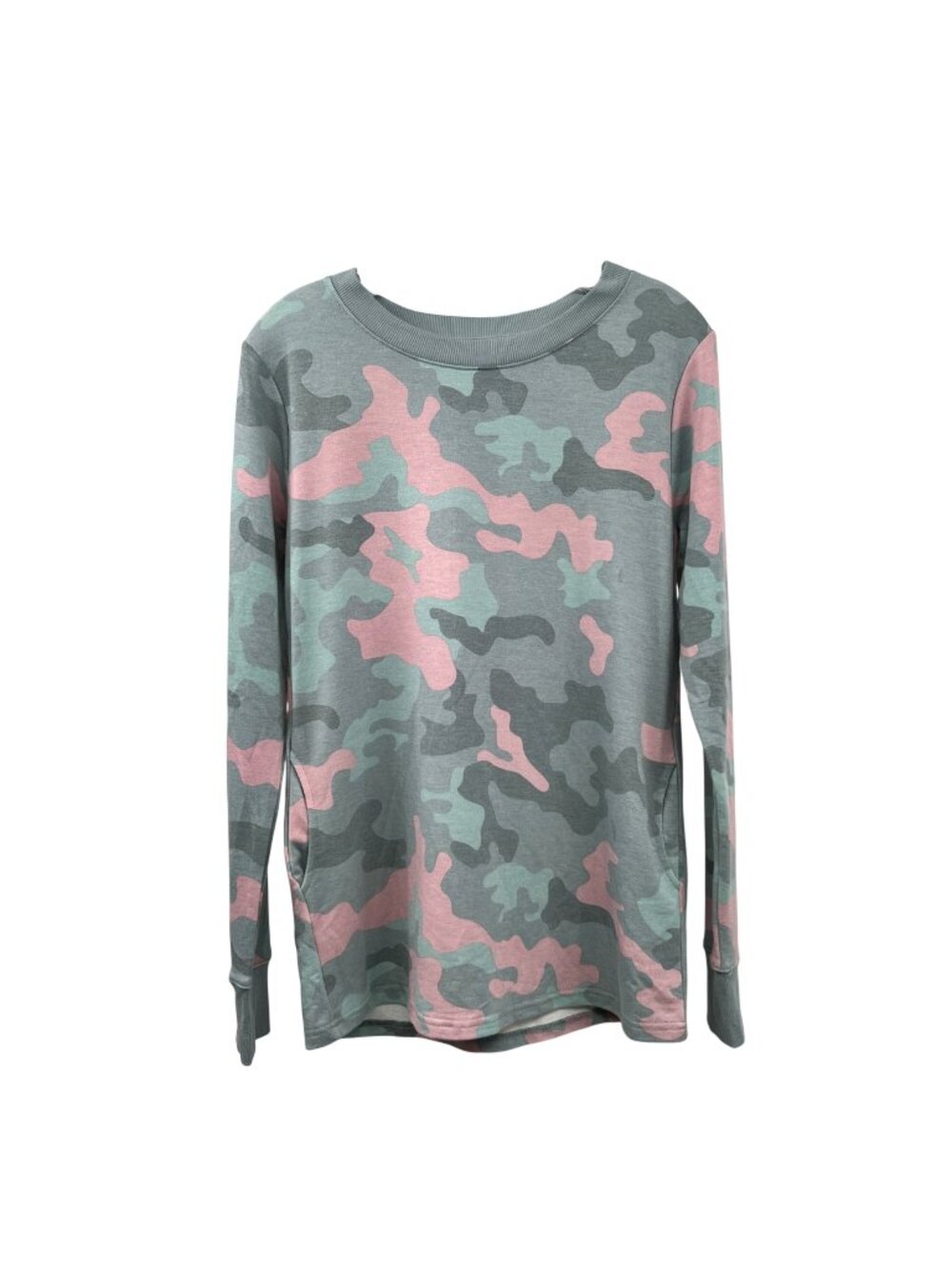 Camouflage Pullover Sweatshirt Pink/Multi CRANE Womens Size Medium